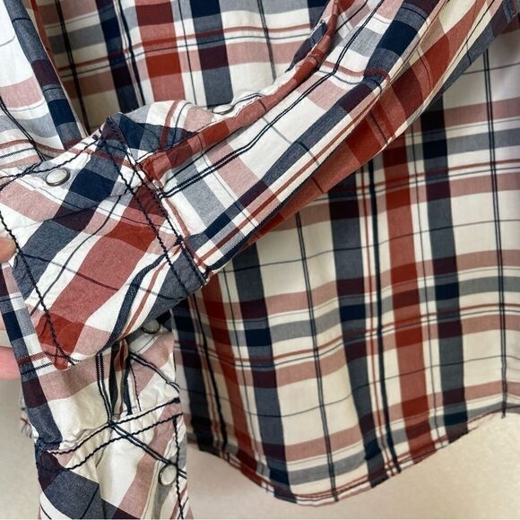 BUCKLE Athletic Fit Pearl Snap Front Plaid Long Sleeve Shirt L - Picture 3 of 8